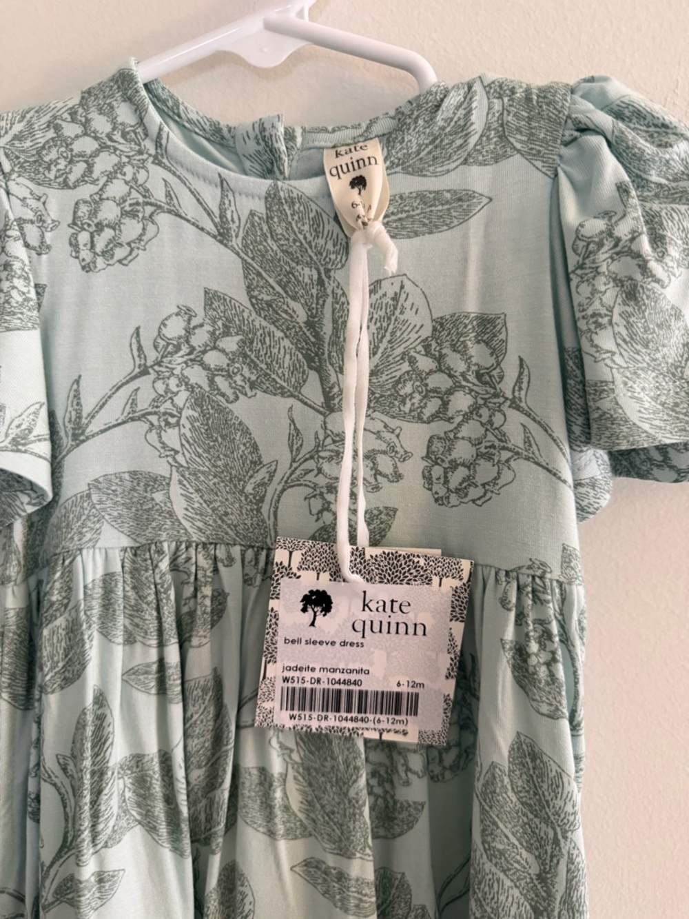 NWT Kate Quinn Jadeite Manzanita Bell Sleeve Dress 6-12M Bamboo - Picture 2 of 4